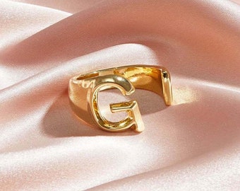 Ladies Jewelry Wedding Alphabet Ring for Women Fashion Couple Ring Opening Adjustable Ring