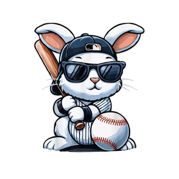 Funny Baseball Bunny Easter Kids Boys Toddler Digital PNG