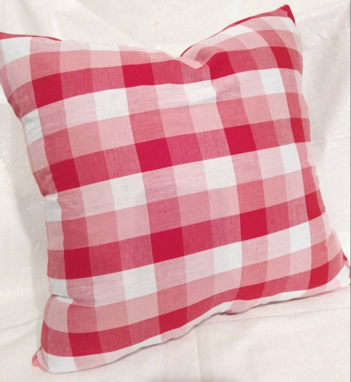 Red and White Gingham Throw pillow Etsy