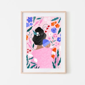 Plant Mum, Mutterschaft Kunstdruck, New Mum Poster, Frau Illustration, Hebamme Print, Baby Shower Geschenkidee