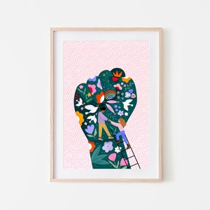 Solidarity, Illustrated Art Print, Choose Love Illustration, Colourful Wall Art Poster, Friendship Drawing, Eclectic Home Decor