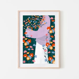 Wildflower Garden/ Colourful Art Print/ Vibrant Flower Art/ Botanical Poster/ Plant Mum/ Birthday Gift Idea