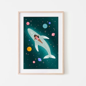 Whale in Space, Celestial Art Print, Star Constellations, Astronomy Poster, Night Sky Art, Home Decor, Art Room Idea image 1