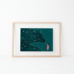 Lámina artística de El osito y el oso mayor / Póster de constelaciones de estrellas celestiales para la decoración de habitaciones infantiles y guarderías