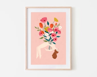 I'm a Flower,  Floral Art Print, Vibrant Floral Illustration, Plant Mum Poster, Growing Flowers, Gift for her