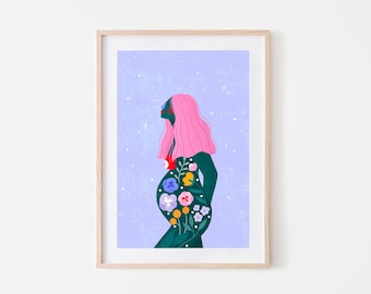 Maman à être, impression d’art de maternité, affiche de nouvelle maman, illustration de femme, impression de sage-femme, idée de cadeau de baby shower