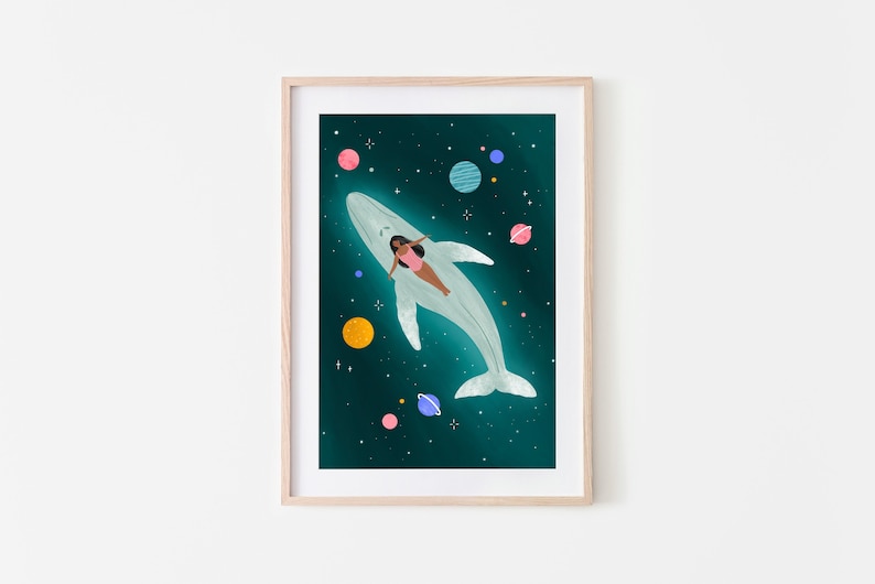 Whale in Space, Celestial Art Print, Star Constellations, Astronomy Poster, Night Sky Art, Home Decor, Art Room Idea image 1