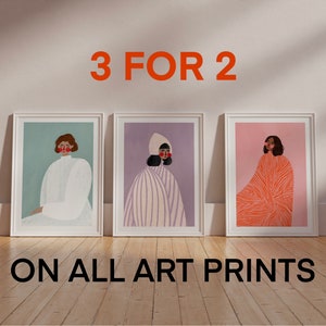 Three for Two Art Prints, Print Bundle, Boho Print Set, Gallery Wall Set, Nursery Art Poster Set