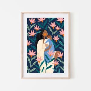 Blooming Mama Illustration | New Mum Poster, Mutterschaft Kunst, Baby-Dusche-Geschenk, Hebamme Print, Kinderzimmer Dekor