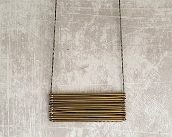 Brass Stacked Bars Necklace