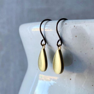Tiny Teardrop Brass Locket Earrings