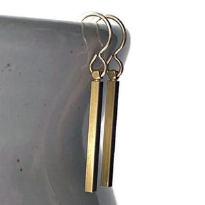 Gold Brass Bar Earrings