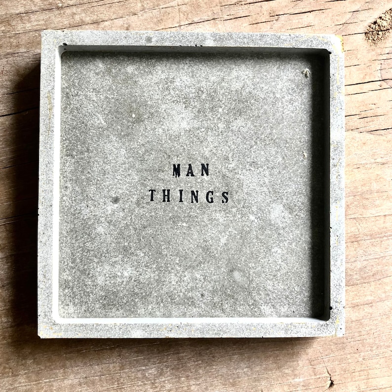Handmade Concrete Mens Storage Dish Personalised / Jewellery Holder/ Fathers Day / Gift image 2