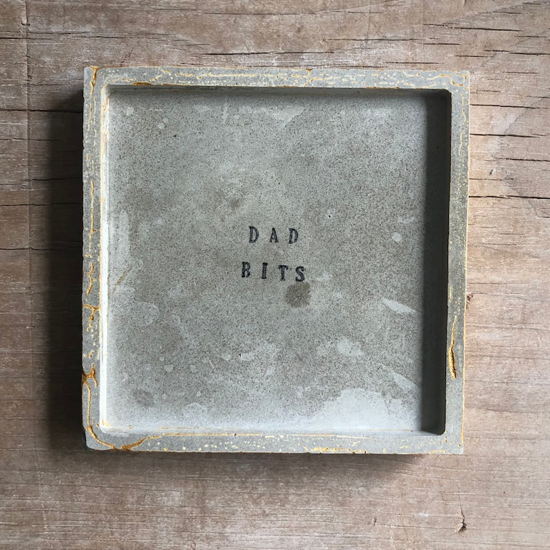 Handmade Concrete Mens Storage Dish Personalised / Jewellery Holder/ Fathers Day / Gift image 5