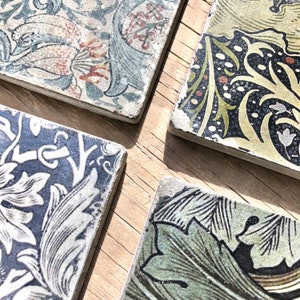 Handmade Concrete Coasters Set / Shabby Chic / William Morris Style  / Coasters With Holder