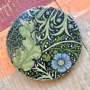 Handmade Concrete William Morris Style Design Coaster Set / Concrete Coaster Set / Coasters With Holder image 8