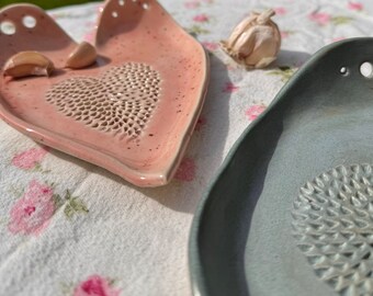Handmade Ceramic Garlic Grater / Herb Stripper /  Functional Pottery / Ceramic Dish