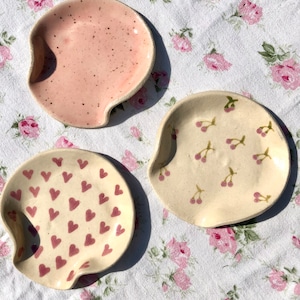 Glazed Pink  Ceramic Spoon Rest / Kitchenware / Personalised / Gift