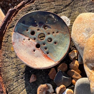 Handmade Round Ceramic Soap Dish: Coastal Bathroom Decor