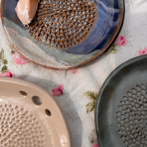 Handmade Ceramic Garlic Grater /  Herb Stripper/ Functional Pottery / Garlic Pulper /Spoon Rest