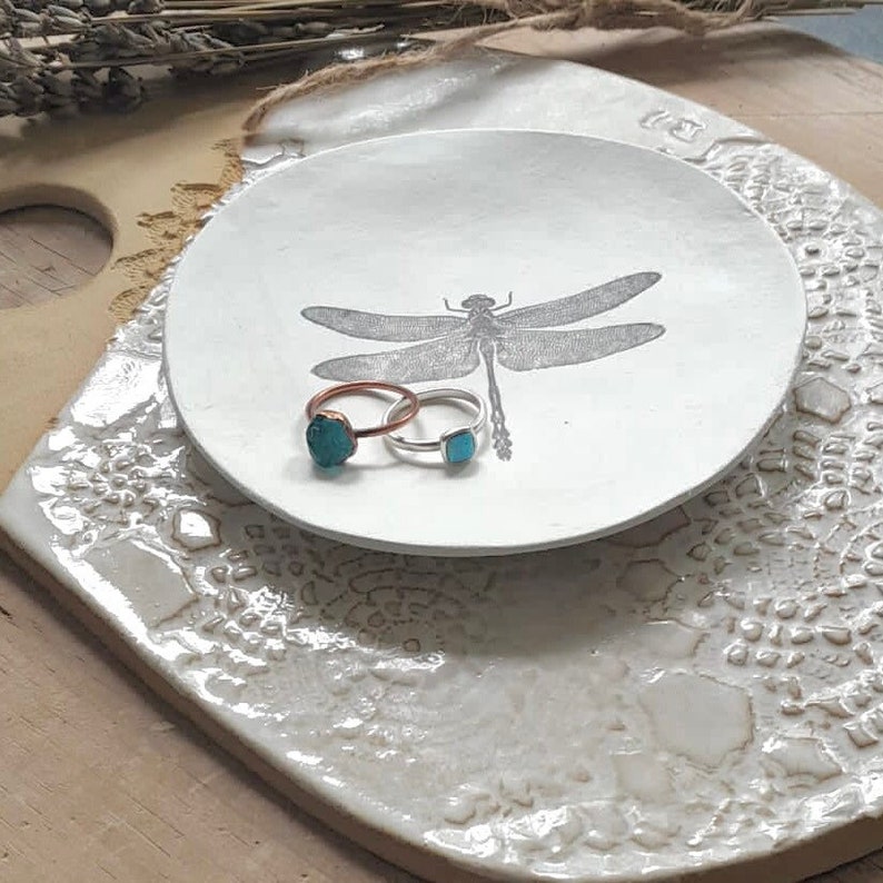 Handmade Unique Clay Dragonfly Dish /Jewellery Dish / Wedding Gift / Gift image 8