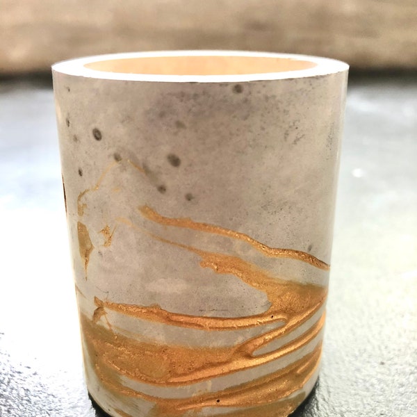 Unique Concrete and Gold Tea Light Holder / personalised / home decor / Gift /