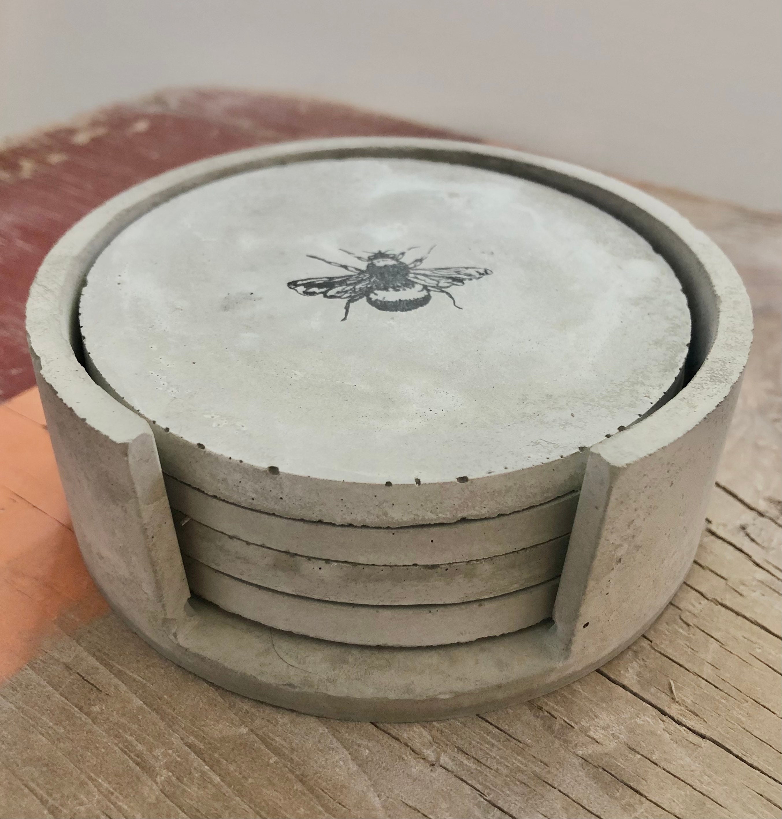 Handmade Bumble Bee Concrete Coaster Set With Optional Holder - Etsy