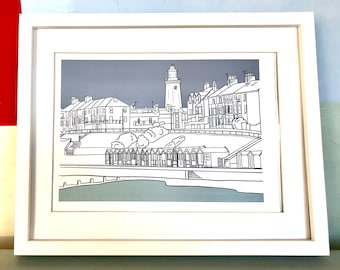 FREE UK POSTAGE! Southwold Print Line Drawing l Coastal Art l Seaside Art l Birthday/ Gift