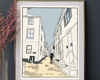 FREE UK POSTAGE! St Ives Print Line Drawing /  Art / Birthday /  Gift