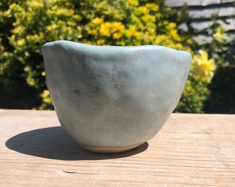 Hand Pinched Ceramic Stoneware Matcha Cup  / One Of A Kind / 5oz cup / Coastal Glaze