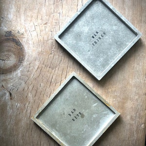 Handmade Concrete Mens Storage Dish Personalised / Jewellery Holder/ Fathers Day / Gift image 6