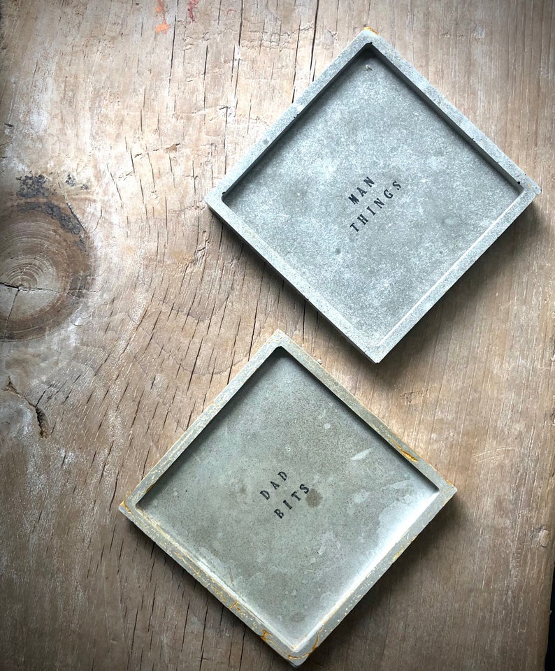 Handmade Concrete Mens Storage Dish Personalised / Jewellery Holder/ Fathers Day / Gift image 6