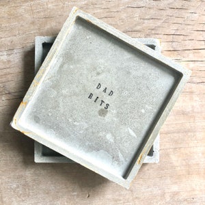 Handmade Concrete Mens Storage Dish Personalised / Jewellery Holder/ Fathers Day / Gift image 3