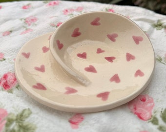 Nautilus Shaped Platter / Heart Design / Jewellery Dish / Trinket Dish / Ceramic Plate