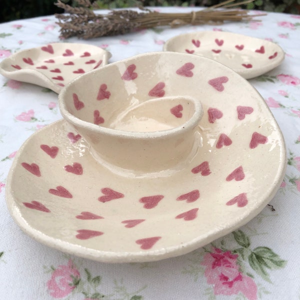 Nautilus Shaped Platter / Heart  Glaze / Chips and Dips Serving Platter / Serving Platter /Ceramic Serving Plate