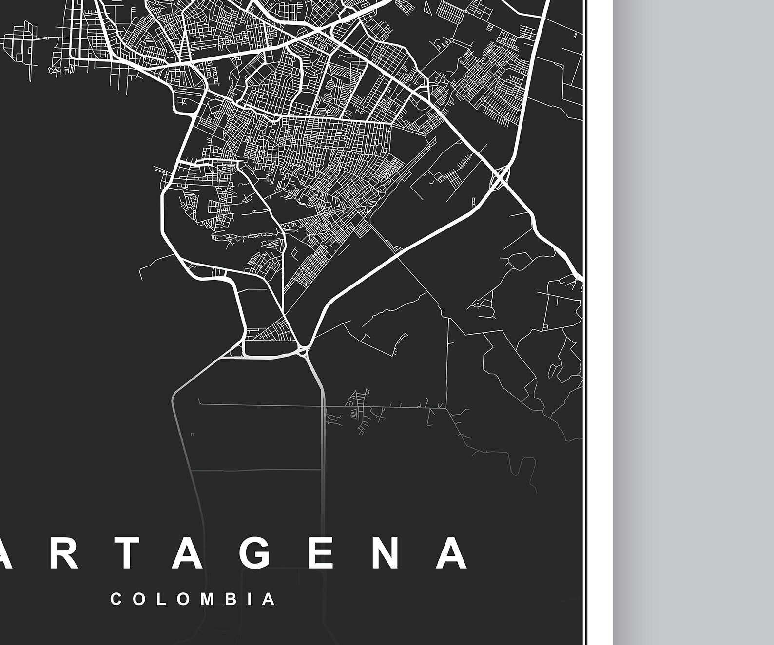 CARTAGENA Colombia. City Map. Printable Road Map. Affordable | Etsy