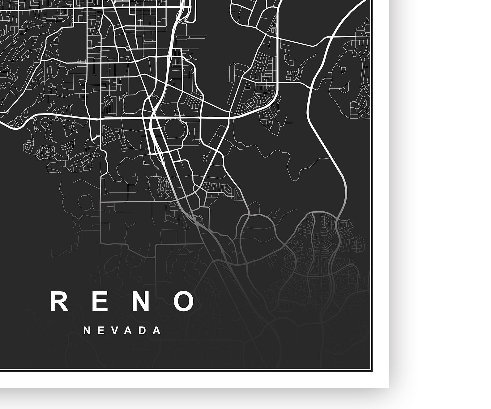 RENO Nevada. City Map. Printable Road Map. Affordable Wall | Etsy