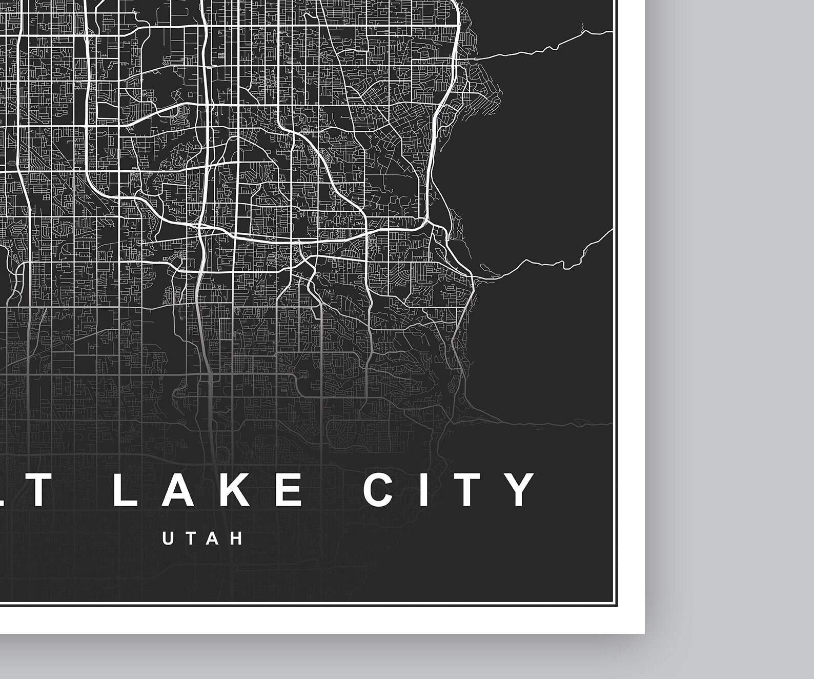 SALT LAKE CITY Utah. City Map. Printable Road Map. Affordable Etsy