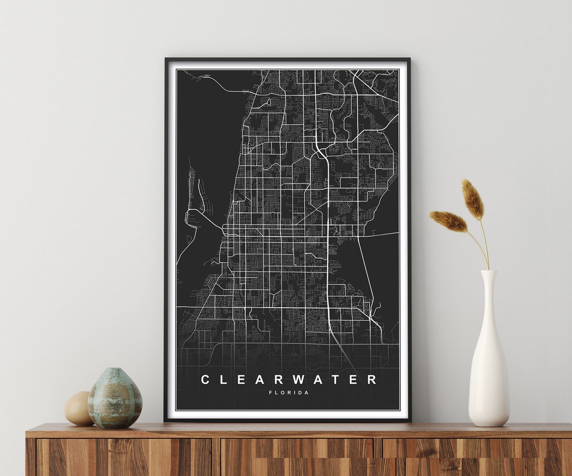 CLEARWATER Florida. City Map. Printable Road Map. Street Map. | Etsy