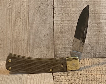 Schrade 5OT Bruin Lockback Knife with O.D. Green Micarta Handles