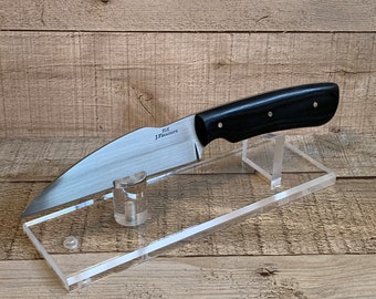 Custom Handmade Wharncliff Style Knife with Black Canvas Micarta Handles