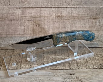Custom Hand Made Knife with Stabilized, Double Dyed, Box Elder Wood Handles