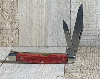 Schrade 33OT Middleman Jack Knife with Red Linen Micarta Handles