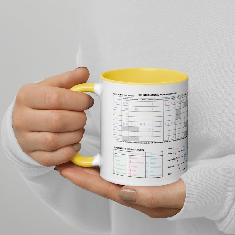 Tabla del alfabeto fonético internacional en una taza de color pastel, regalo de lingüística imagen 9