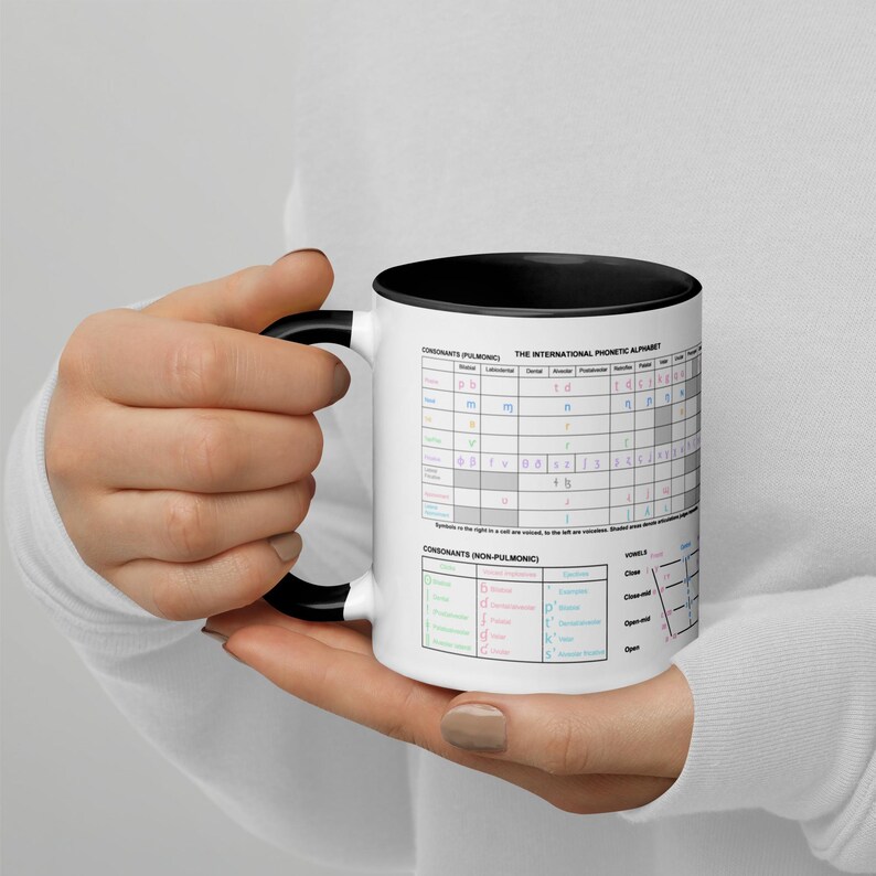 Tabla del alfabeto fonético internacional en una taza de color pastel, regalo de lingüística imagen 10