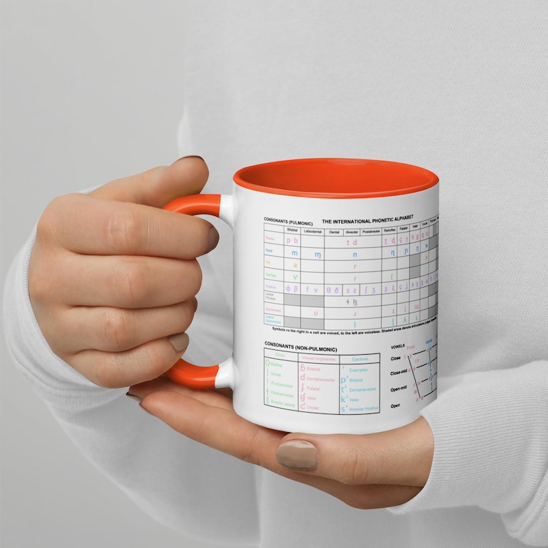 Tabla del alfabeto fonético internacional en una taza de color pastel, regalo de lingüística imagen 14