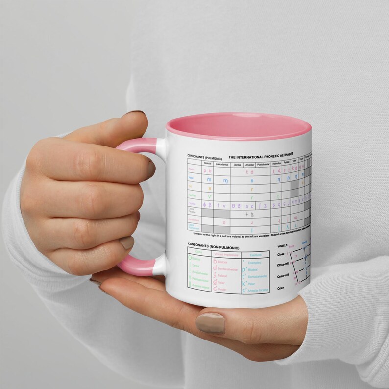 Tabla del alfabeto fonético internacional en una taza de color pastel, regalo de lingüística imagen 18