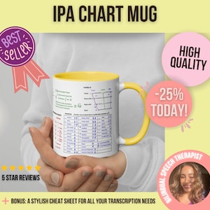 Tabla del alfabeto fonético internacional en una taza de color pastel, regalo de lingüística imagen 1
