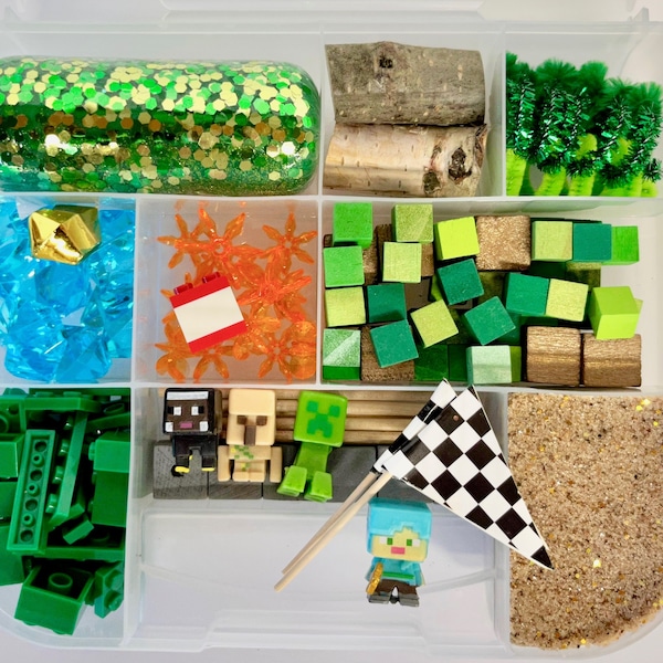 Minecraft Inspired Play Dough and Magic Sand Sensory Kit