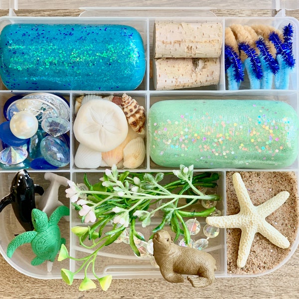 Ocean Play Dough and Magic Sand Sensory Kit